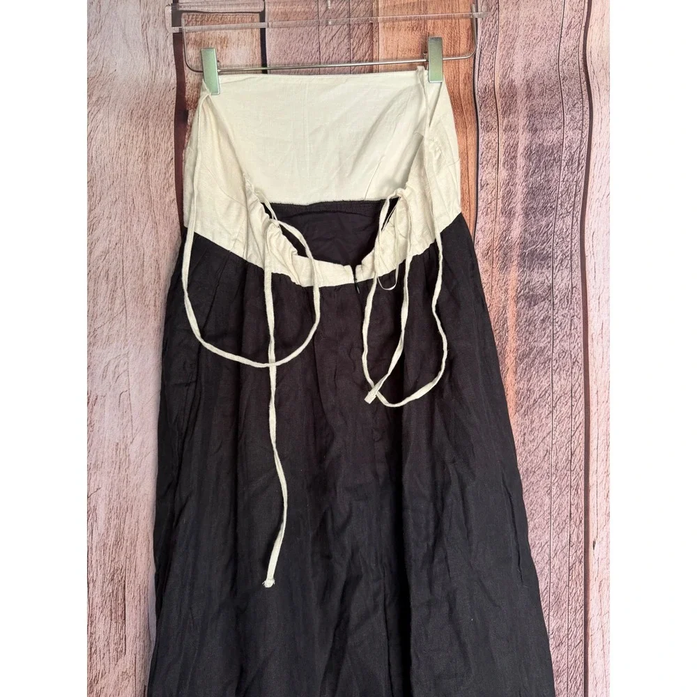 Abercrombie & Fitch Dress Colorblock Maxi Coastal Resort Black Cream Small NWT